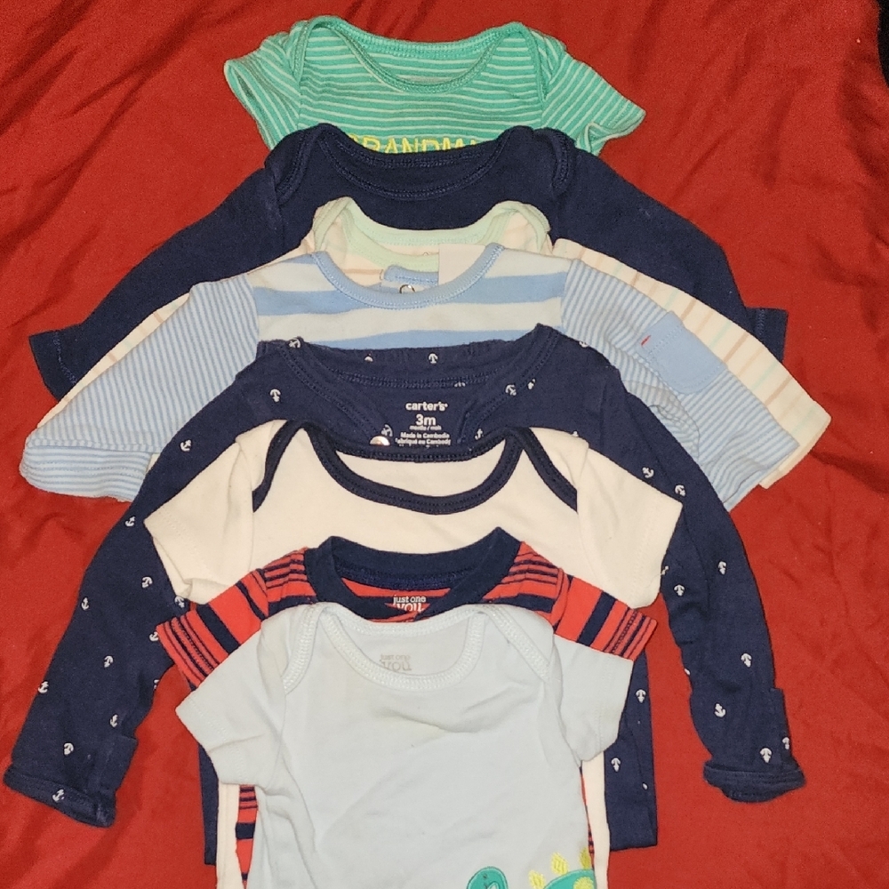 Carter's Kids Striped and Patterned Tops - Blue and Green